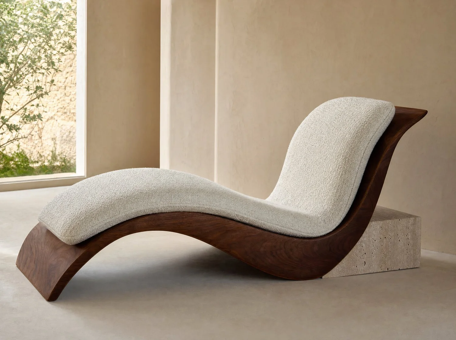 Chaise "Ola" de nogal esculpido