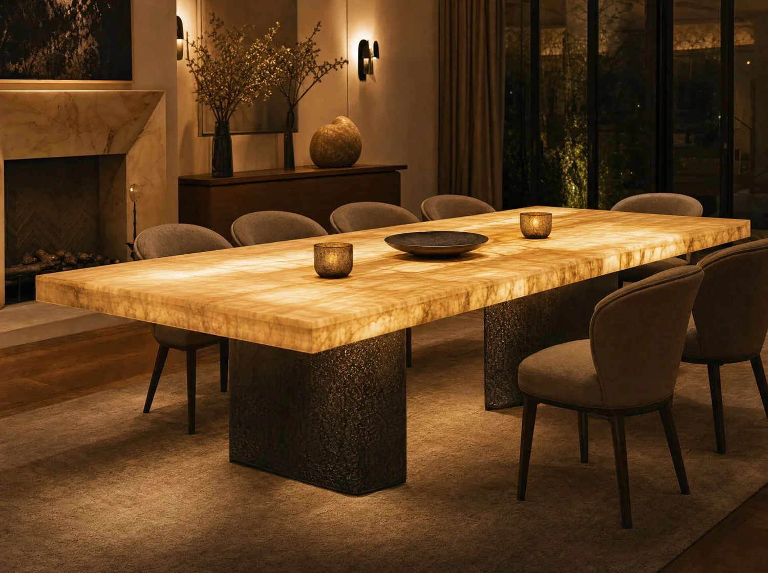 Comedor "Ónix" sobre bronce