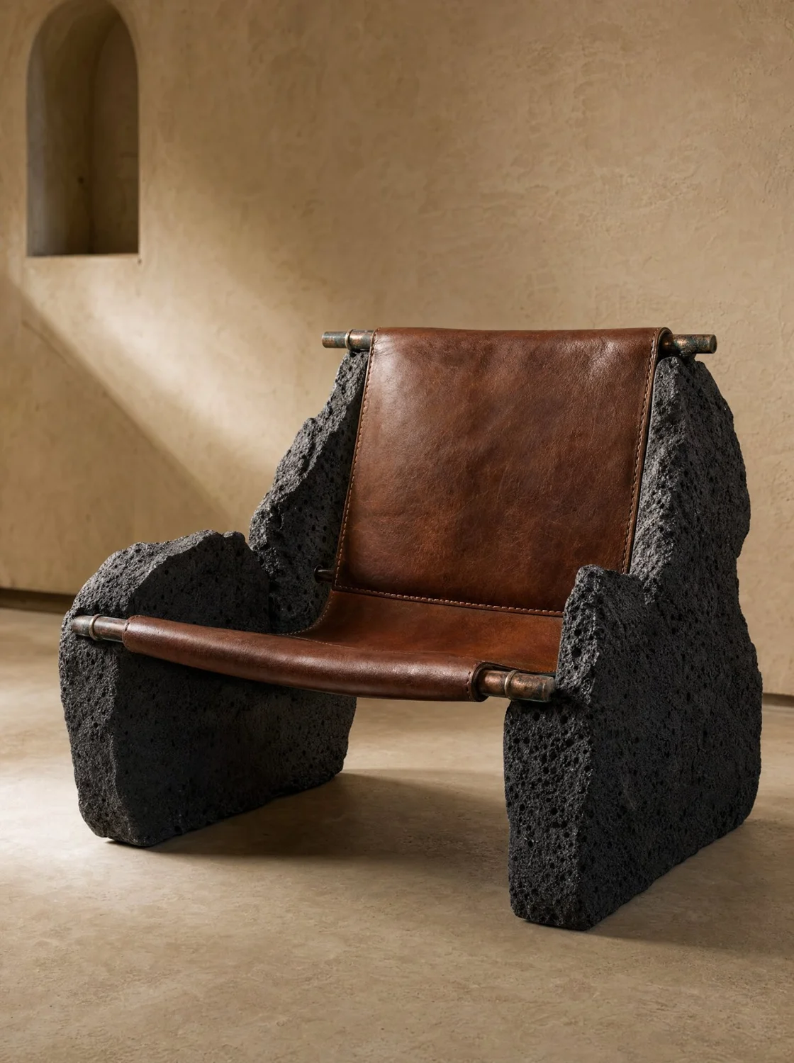 Sillón "Lava" piel y cobre